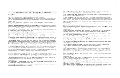 Brochure for Mendocino Heritage Days (Back)