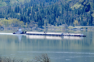 Barge pushes cargo downstream