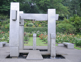 The Frank Beach Memorial Fountain on the Grounds at Rose Test Garden